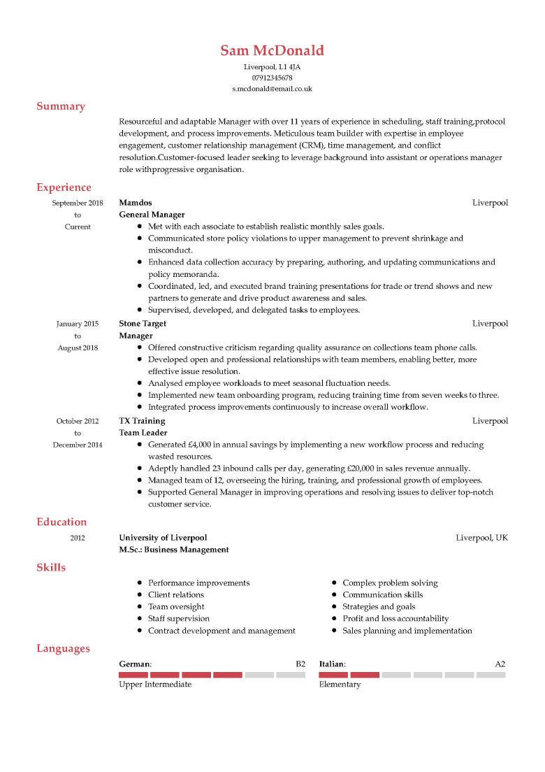 Professional CV template