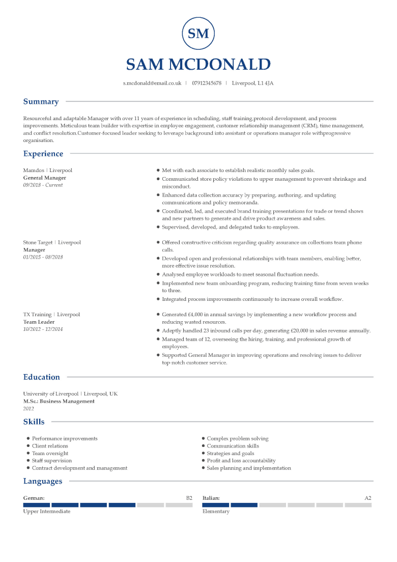 Professional CV template