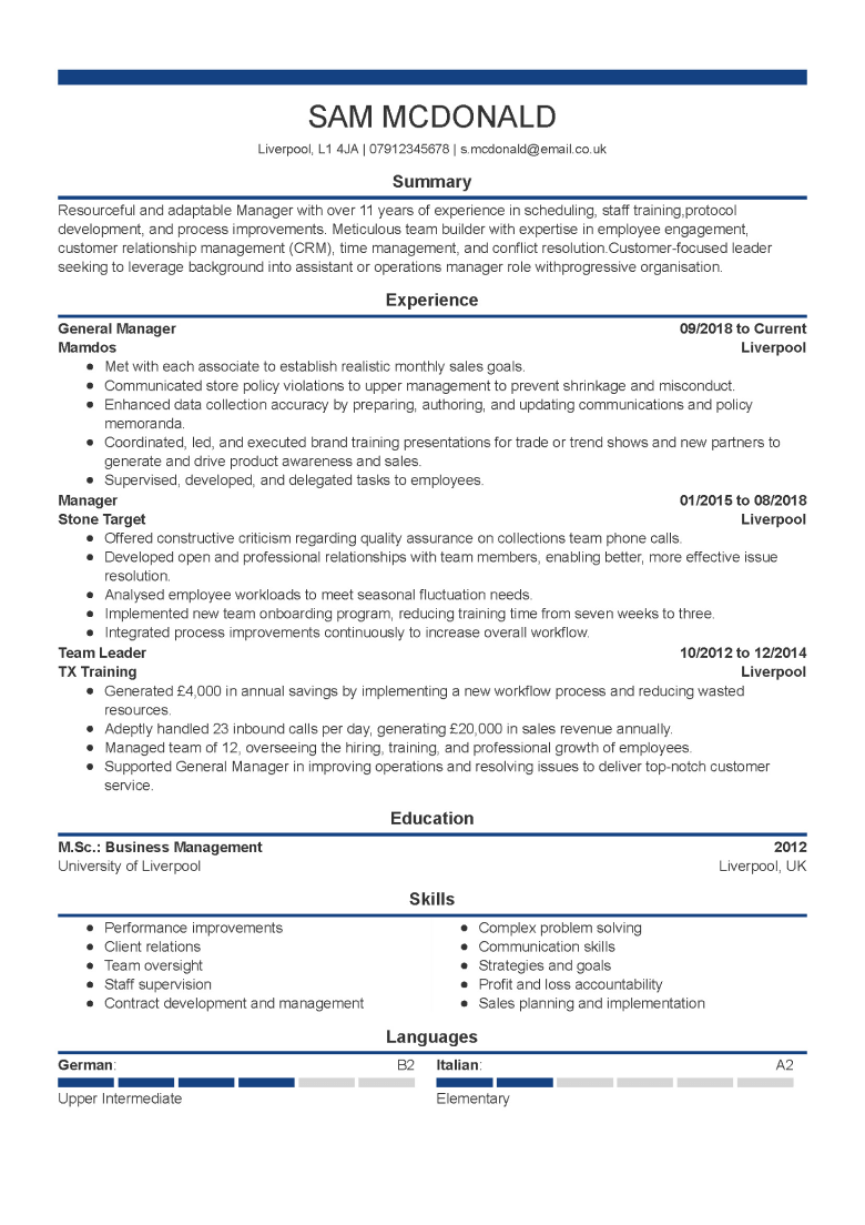 Professional CV template
