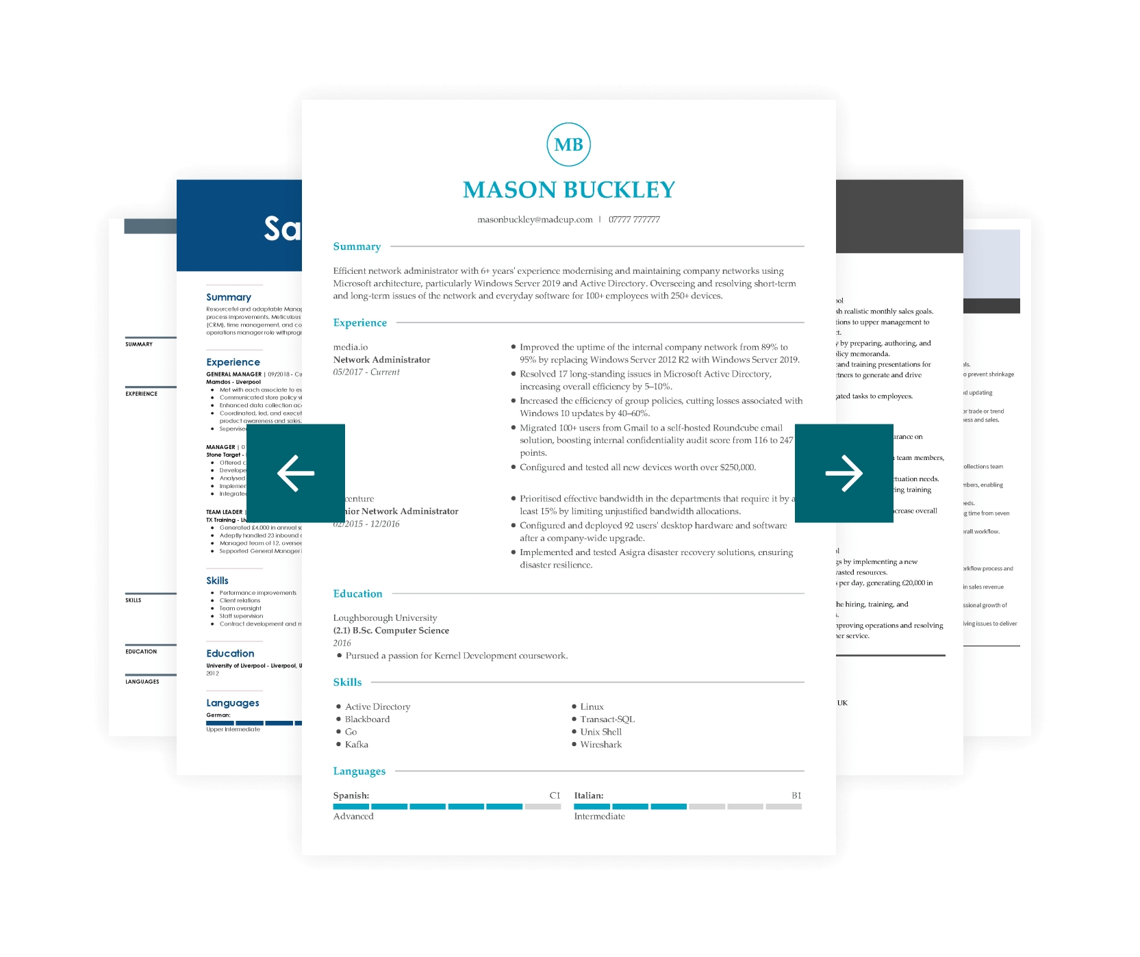 Choose from various CV templates